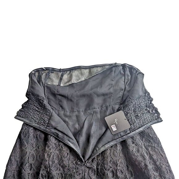 NWT RYU Black & White Feather Fringe Strapless Lace Roaring 20s Mini Dress Sz L - Picture 5 of 10